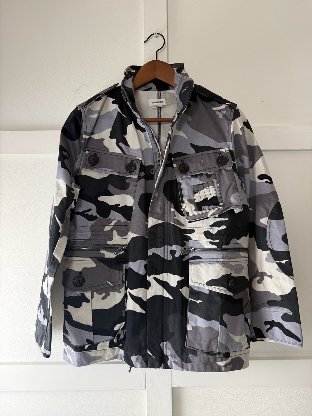 Zadig & Voltaire Kola Camo Silver Skull Utility Jacket XS (#1)